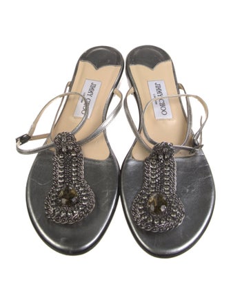 Jimmy Choo Leather T-Strap Sandals