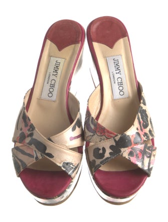 Jimmy Choo Leather Printed Slides