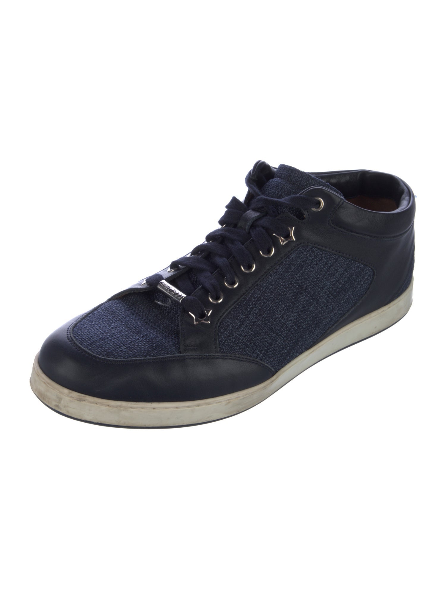 Jimmy Choo Denim Leather Trim Embellishment Sneakers