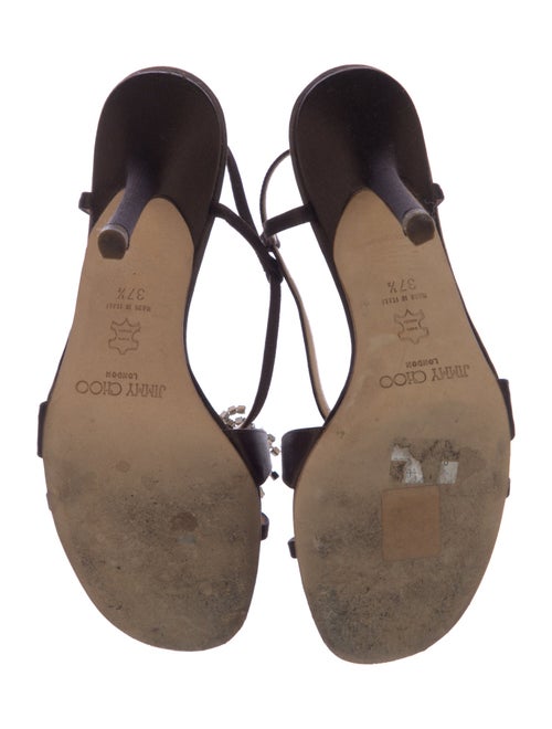 Jimmy Choo Satin Crystal Embellishments T-Strap Sandals