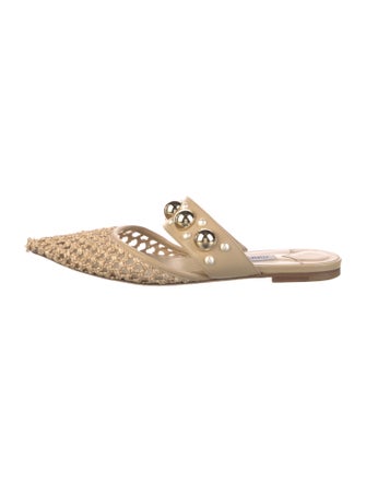 Jimmy Choo Straw Mesh Accents Mules