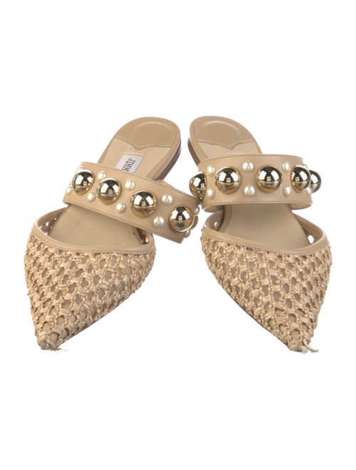 Jimmy Choo Straw Mesh Accents Mules