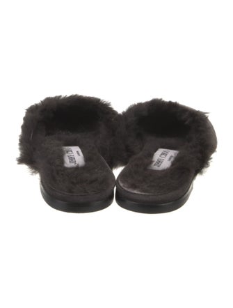 Jimmy Choo Suede Fur Trim Mules