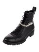 Jimmy Choo Leather Crystal Embellishments Combat Boots