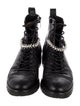 Jimmy Choo Leather Crystal Embellishments Combat Boots