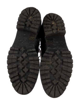 Jimmy Choo Leather Crystal Embellishments Combat Boots