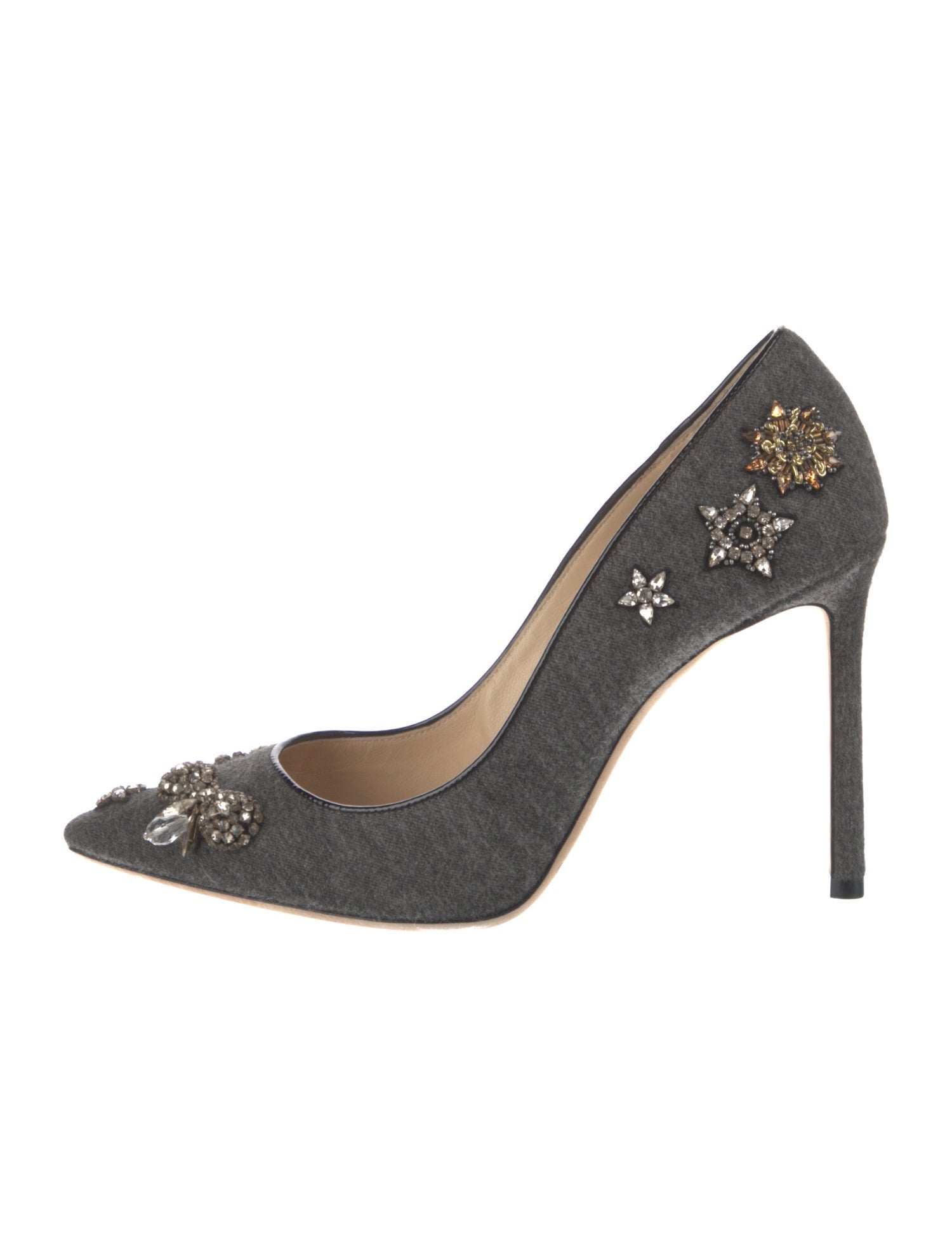 Jimmy Choo Wool Crystal Embellishments Pumps
