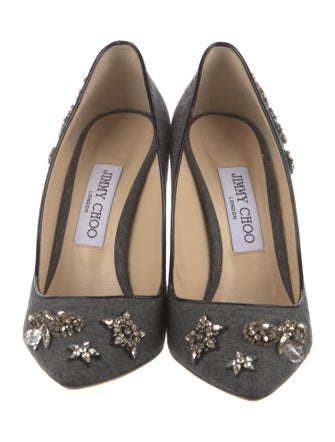 Jimmy Choo Wool Crystal Embellishments Pumps