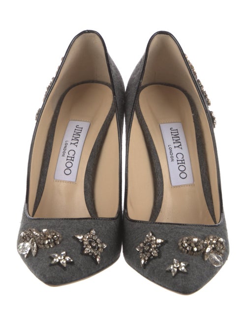 Jimmy Choo Wool Crystal Embellishments Pumps