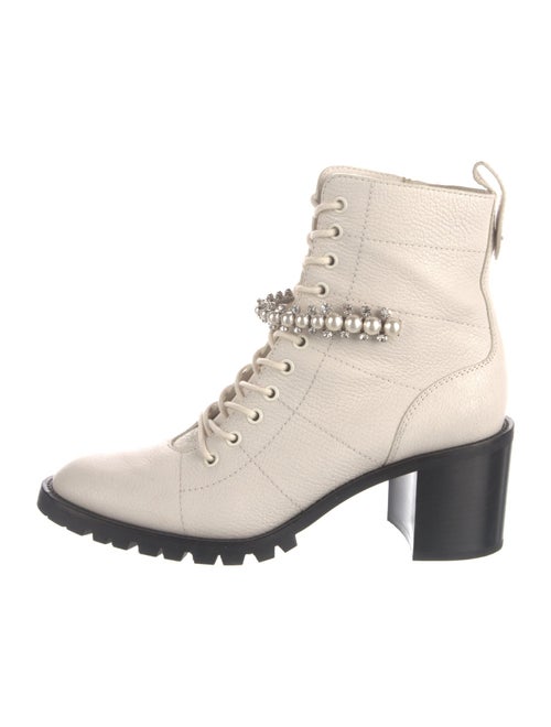 Jimmy Choo Faux Pearl Accents Leather Combat Boots