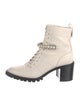 Jimmy Choo Faux Pearl Accents Leather Combat Boots