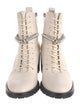 Jimmy Choo Faux Pearl Accents Leather Combat Boots
