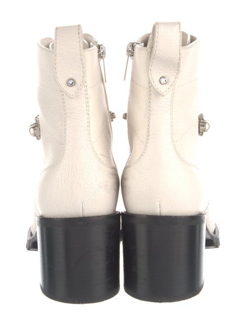 Jimmy Choo Faux Pearl Accents Leather Combat Boots