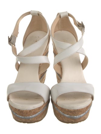 Jimmy Choo Leather Glitter Accents Espadrilles