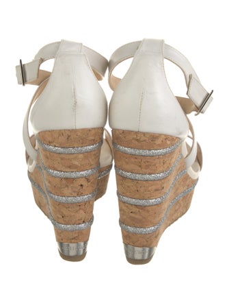 Jimmy Choo Leather Glitter Accents Espadrilles