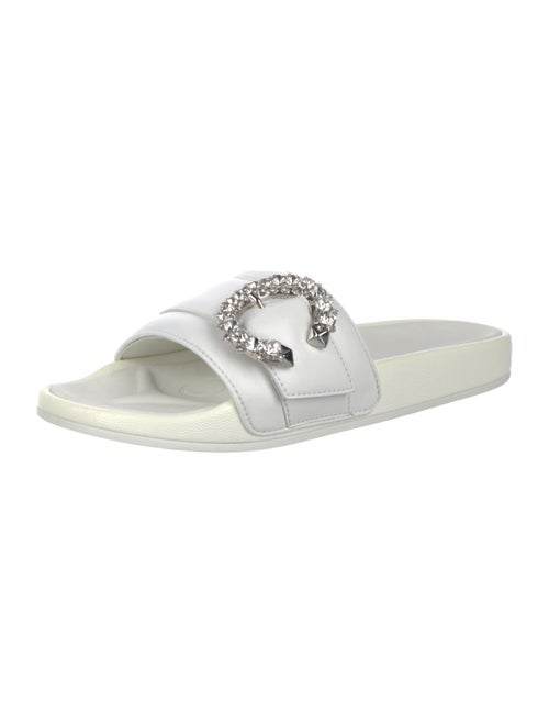 Jimmy Choo Leather Crystal Embellishments Slides