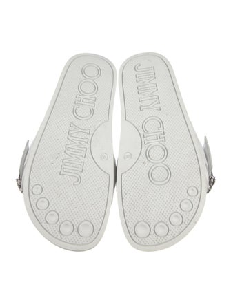 Jimmy Choo Leather Crystal Embellishments Slides