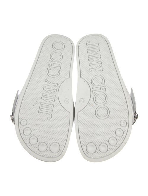 Jimmy Choo Leather Crystal Embellishments Slides