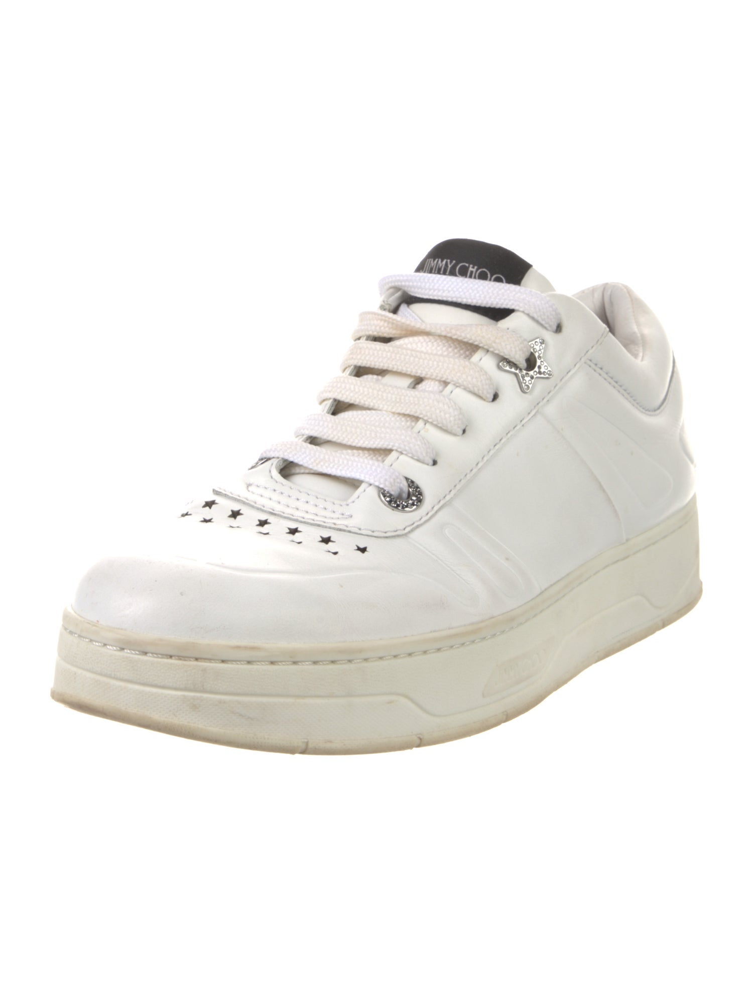 Jimmy Choo Leather Lasercut Accents Sneakers