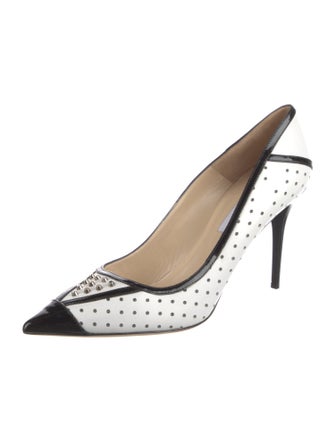 Jimmy Choo Leather Polka Dot Print Slingback Pumps