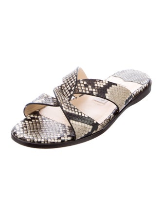Jimmy Choo Embossed Leather Animal Print Slides