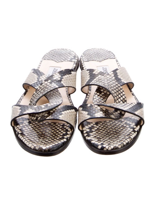 Jimmy Choo Embossed Leather Animal Print Slides