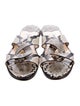 Jimmy Choo Embossed Leather Animal Print Slides