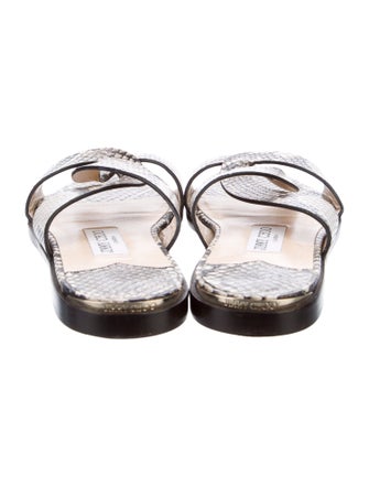 Jimmy Choo Embossed Leather Animal Print Slides