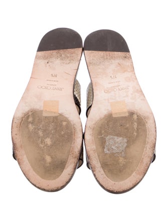 Jimmy Choo Embossed Leather Animal Print Slides