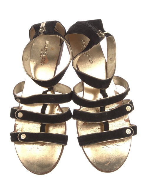 Jimmy Choo Suede Leather Trim Embellishment Gladiator Sandals