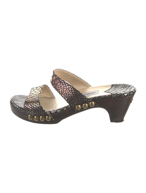 Jimmy Choo Embossed Leather Animal Print Slides