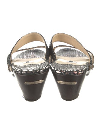 Jimmy Choo Embossed Leather Animal Print Slides