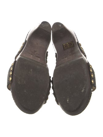 Jimmy Choo Embossed Leather Animal Print Slides