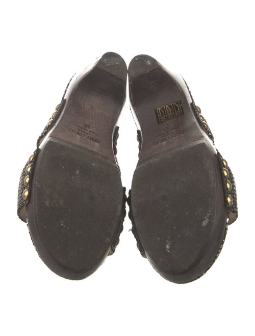 Jimmy Choo Embossed Leather Animal Print Slides