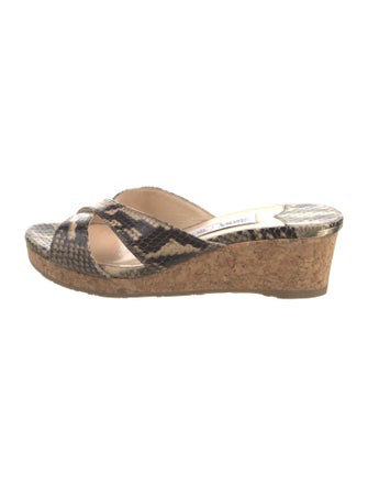 Jimmy Choo Embossed Leather Animal Print Espadrilles