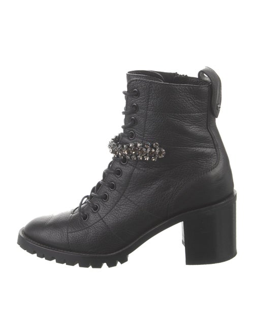 Jimmy Choo Leather Crystal Embellishments Lace-Up Boots