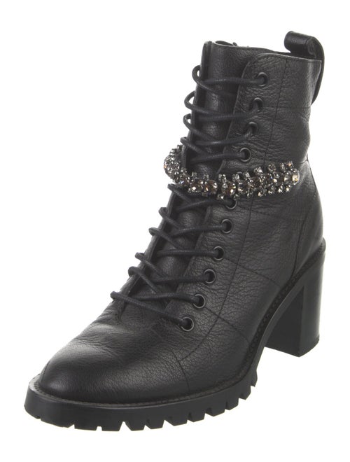 Jimmy Choo Leather Crystal Embellishments Lace-Up Boots