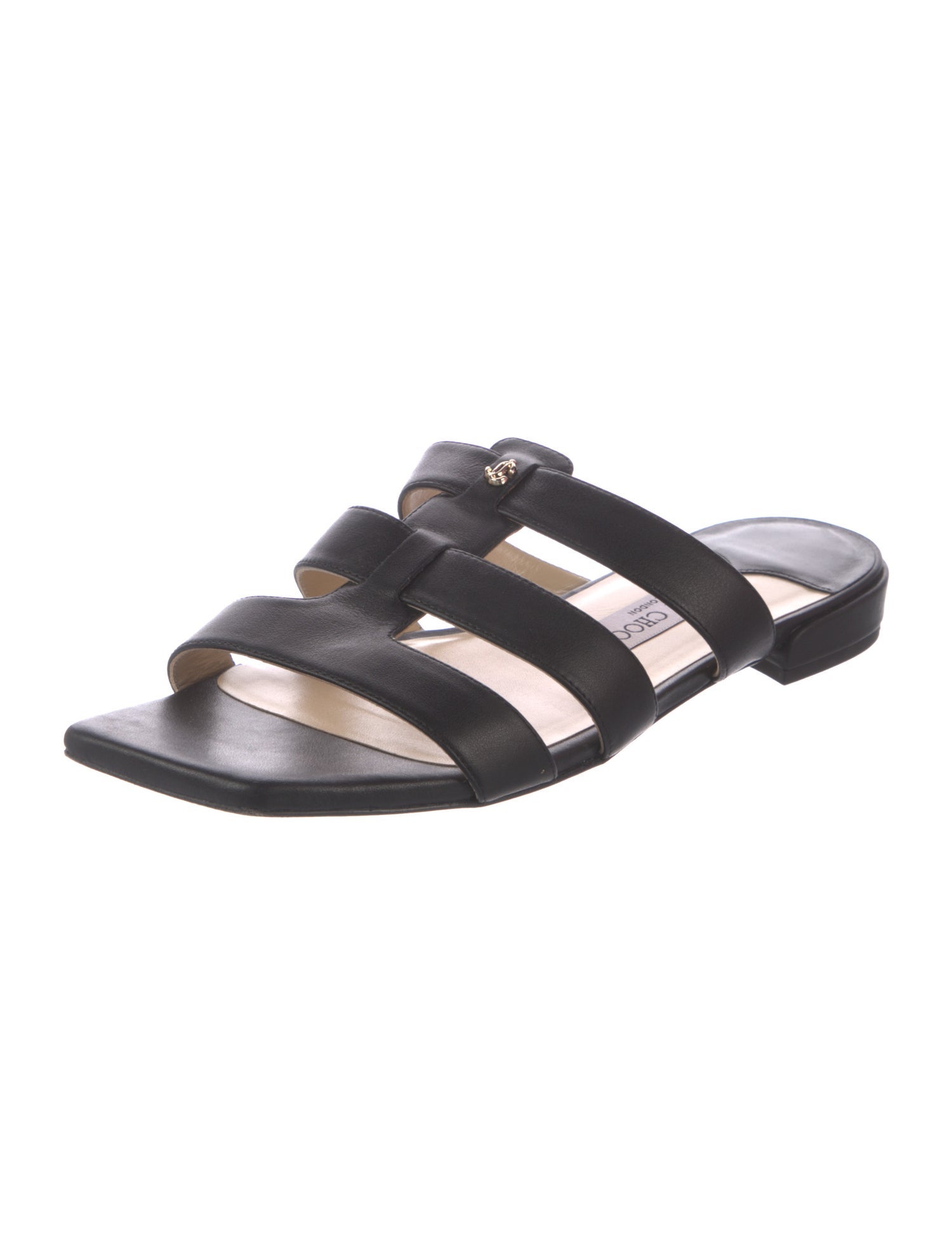 Jimmy Choo Leather Cutout Accent Slides