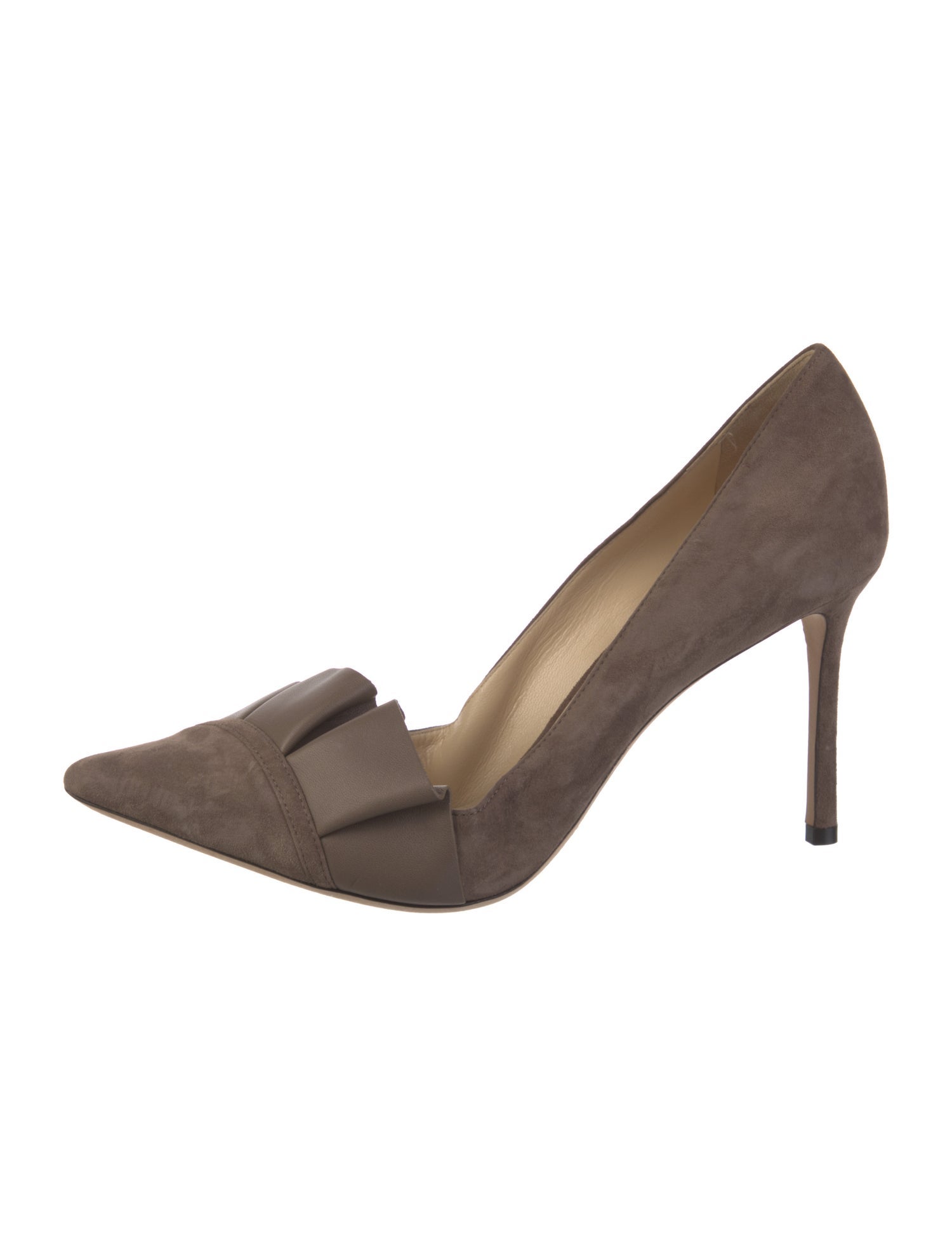 Jimmy Choo Suede Ruffle Embellishment D'Orsay Pumps