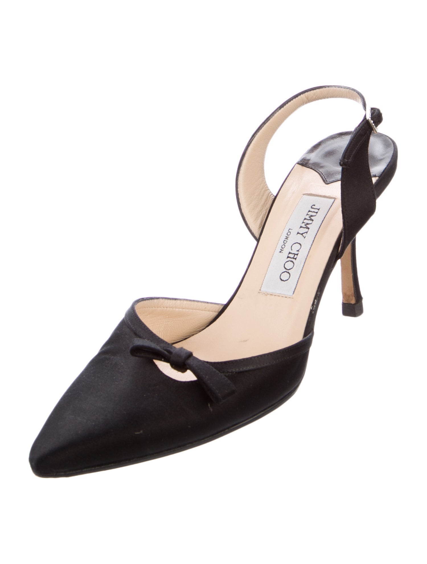 Jimmy Choo Satin Bow Accents Slingback Pumps