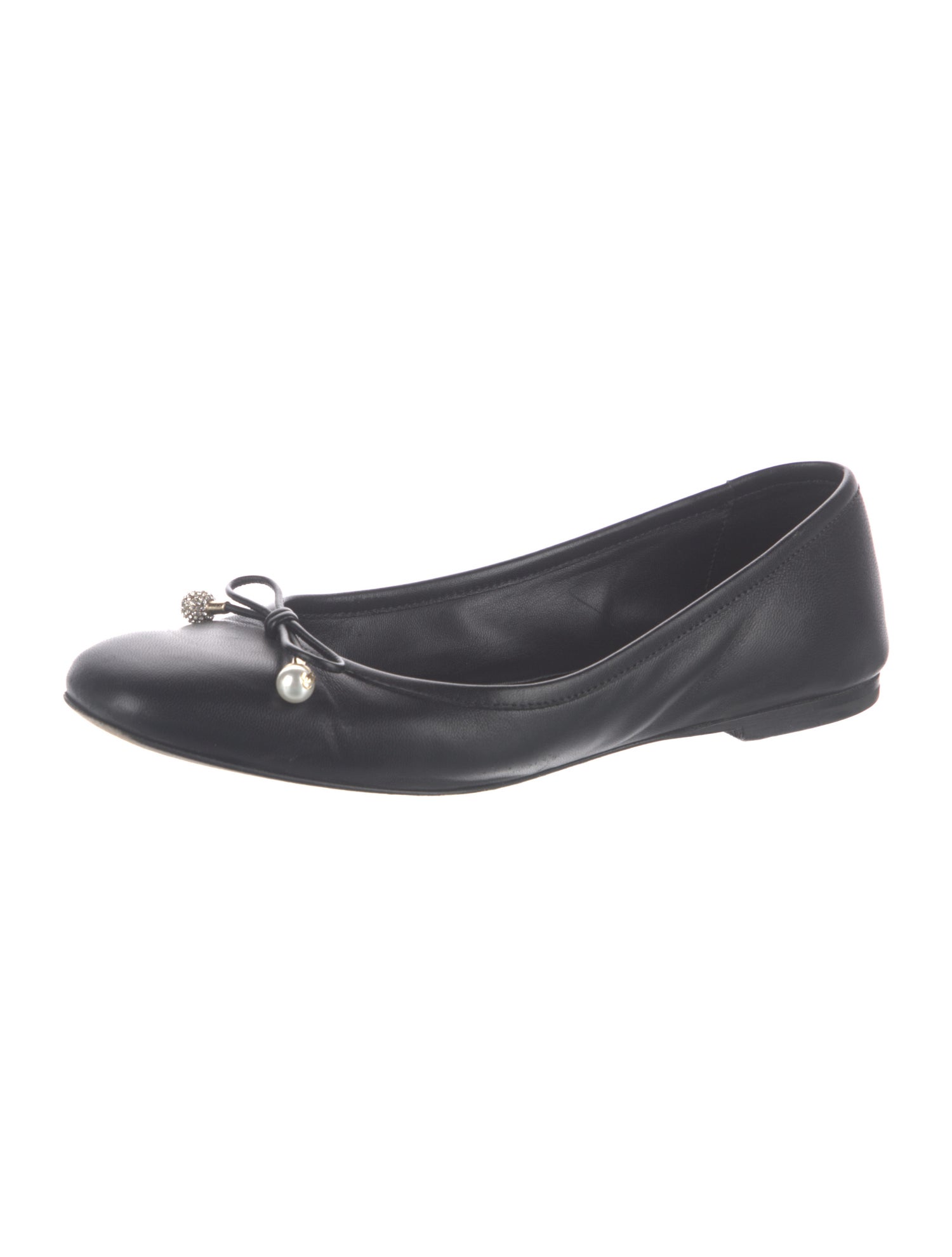 Jimmy Choo Leather Bow Accents Ballet Flats