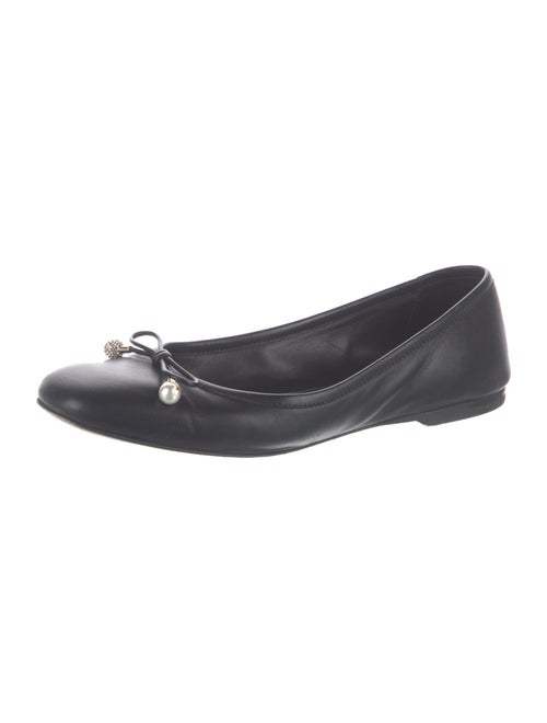 Jimmy Choo Leather Bow Accents Ballet Flats