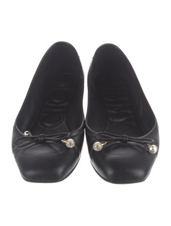 Jimmy Choo Leather Bow Accents Ballet Flats
