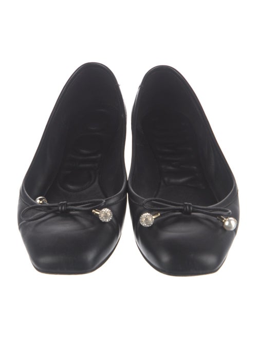 Jimmy Choo Leather Bow Accents Ballet Flats