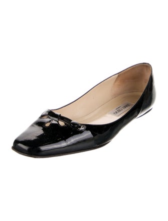 Jimmy Choo Patent Leather Cutout Accent Ballet Flats