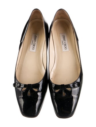 Jimmy Choo Patent Leather Cutout Accent Ballet Flats