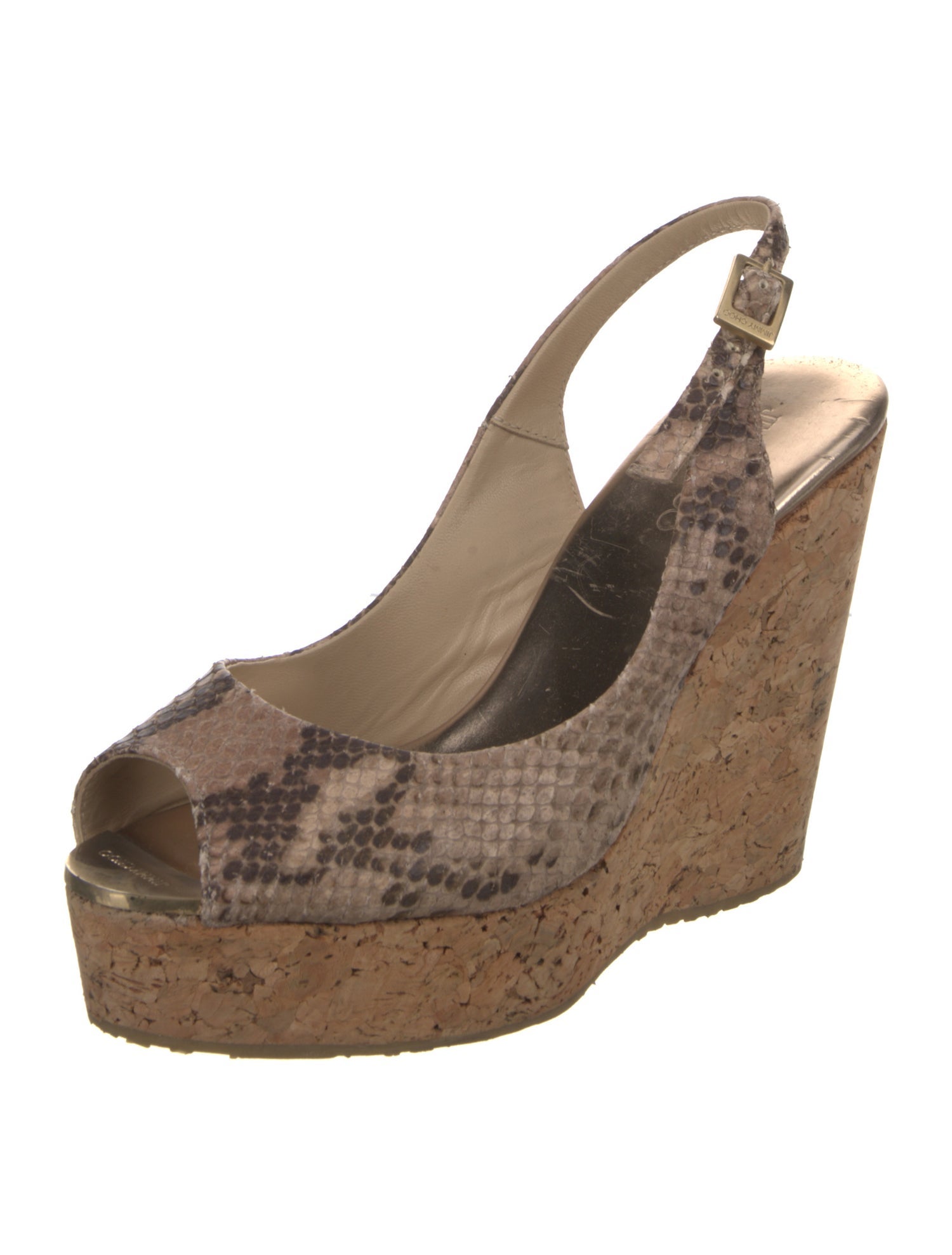 Jimmy Choo Embossed Leather Animal Print Slingback Pumps