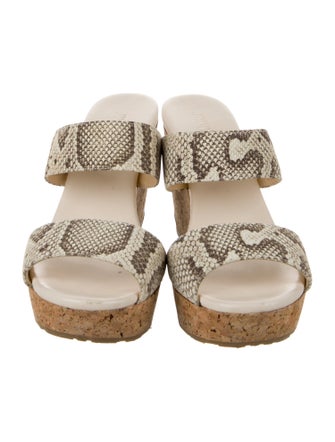 Jimmy Choo Embossed Leather Animal Print Slides