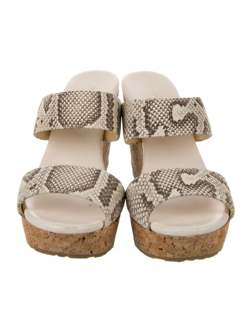 Jimmy Choo Embossed Leather Animal Print Slides