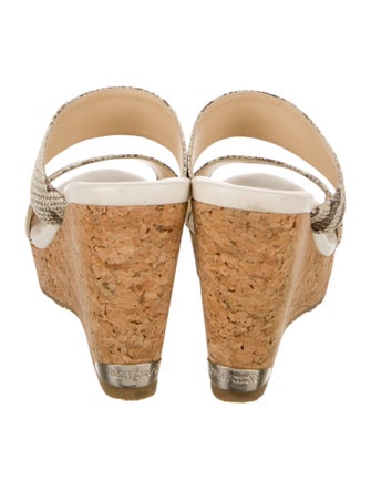 Jimmy Choo Embossed Leather Animal Print Slides